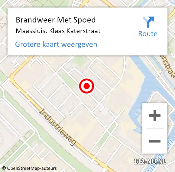 Locatie op kaart van de 112 melding: Brandweer Met Spoed Naar Maassluis, Klaas Katerstraat op 12 december 2022 17:19