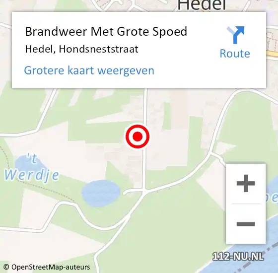 Locatie op kaart van de 112 melding: Brandweer Met Grote Spoed Naar Hedel, Hondsneststraat op 12 december 2022 17:19