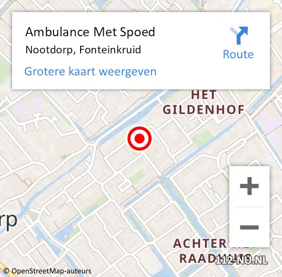 Locatie op kaart van de 112 melding: Ambulance Met Spoed Naar Nootdorp, Fonteinkruid op 12 december 2022 17:31