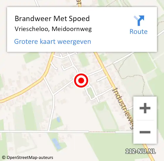 Locatie op kaart van de 112 melding: Brandweer Met Spoed Naar Vriescheloo, Meidoornweg op 12 december 2022 17:46