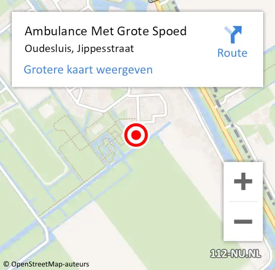 Locatie op kaart van de 112 melding: Ambulance Met Grote Spoed Naar Oudesluis, Jippesstraat op 12 december 2022 17:51