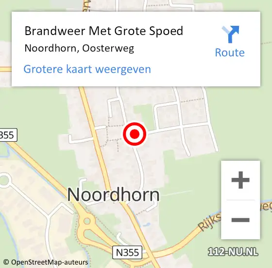 Locatie op kaart van de 112 melding: Brandweer Met Grote Spoed Naar Noordhorn, Oosterweg op 12 december 2022 18:18