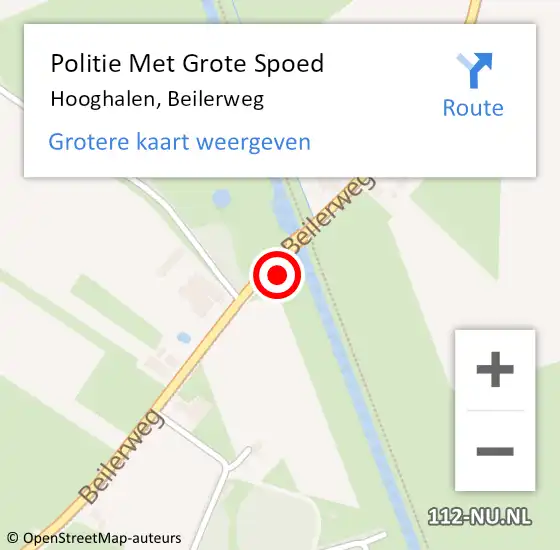 Locatie op kaart van de 112 melding: Politie Met Grote Spoed Naar Hooghalen, Beilerweg op 12 december 2022 18:28