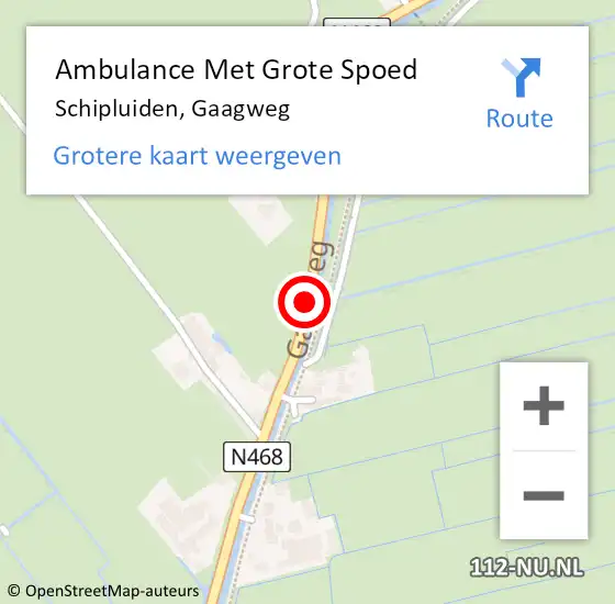 Locatie op kaart van de 112 melding: Ambulance Met Grote Spoed Naar Schipluiden, Gaagweg op 8 augustus 2014 07:26