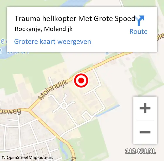 Locatie op kaart van de 112 melding: Trauma helikopter Met Grote Spoed Naar Rockanje, Molendijk op 12 december 2022 18:39