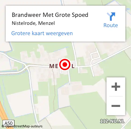 Locatie op kaart van de 112 melding: Brandweer Met Grote Spoed Naar Nistelrode, Menzel op 12 december 2022 18:46