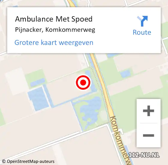 Locatie op kaart van de 112 melding: Ambulance Met Spoed Naar Pijnacker, Komkommerweg op 12 december 2022 18:47