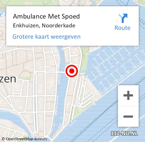 Locatie op kaart van de 112 melding: Ambulance Met Spoed Naar Enkhuizen, Noorderkade op 8 augustus 2014 07:29