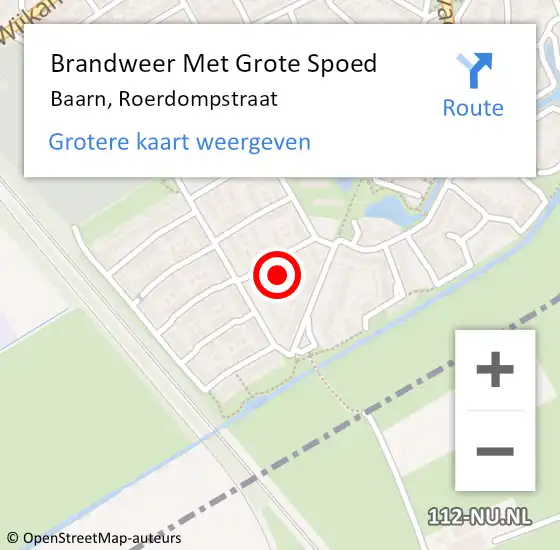 Locatie op kaart van de 112 melding: Brandweer Met Grote Spoed Naar Baarn, Roerdompstraat op 12 december 2022 18:50