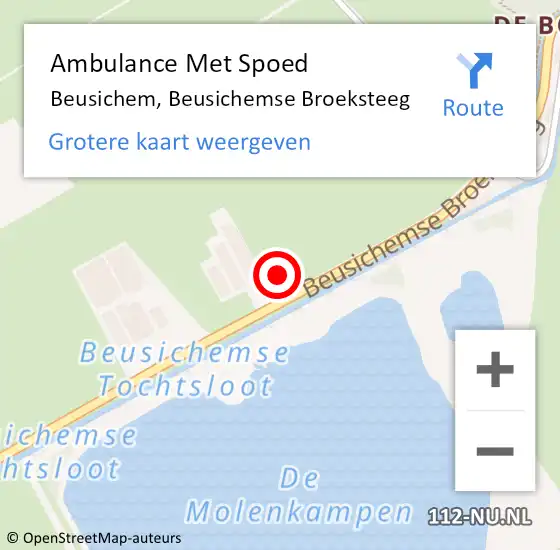 Locatie op kaart van de 112 melding: Ambulance Met Spoed Naar Beusichem, Beusichemse Broeksteeg op 12 december 2022 19:00