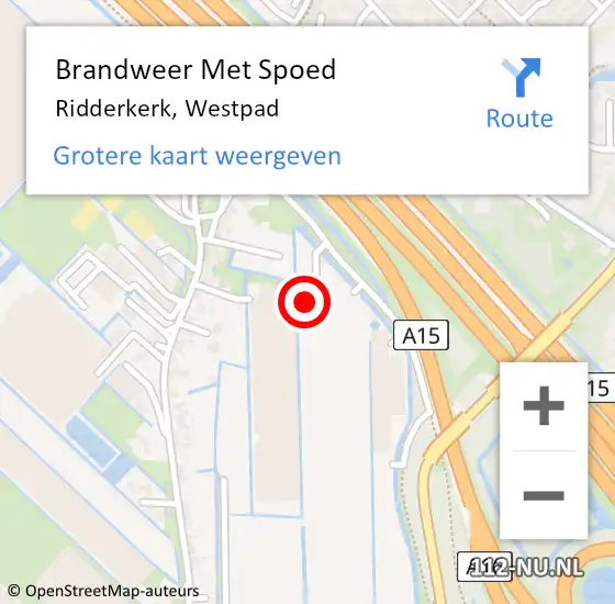 Locatie op kaart van de 112 melding: Brandweer Met Spoed Naar Ridderkerk, Westpad op 12 december 2022 19:06