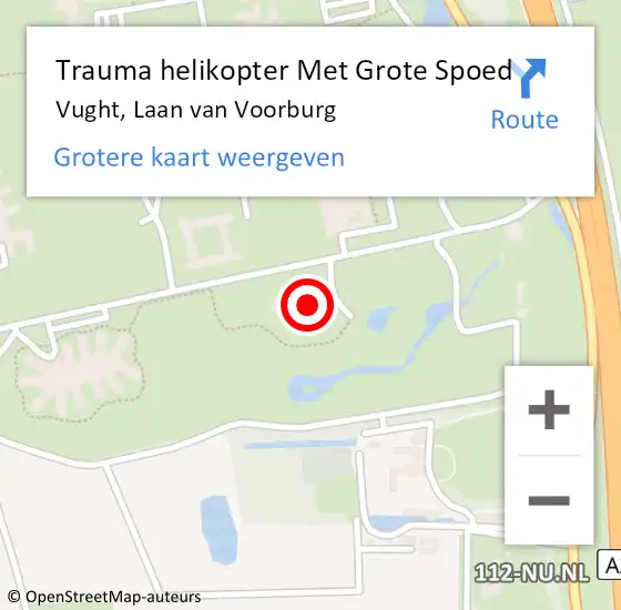 Locatie op kaart van de 112 melding: Trauma helikopter Met Grote Spoed Naar Vught, Laan van Voorburg op 12 december 2022 19:09