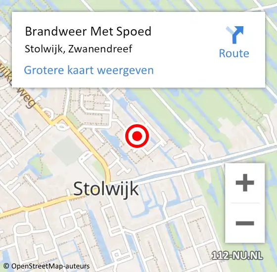 Locatie op kaart van de 112 melding: Brandweer Met Spoed Naar Stolwijk, Zwanendreef op 12 december 2022 19:40