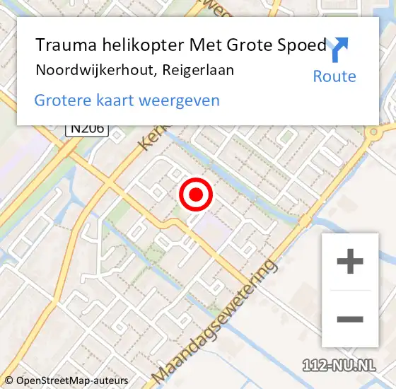 Locatie op kaart van de 112 melding: Trauma helikopter Met Grote Spoed Naar Noordwijkerhout, Reigerlaan op 12 december 2022 19:49