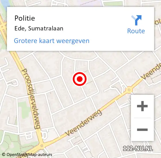 Locatie op kaart van de 112 melding: Politie Ede, Sumatralaan op 12 december 2022 19:57