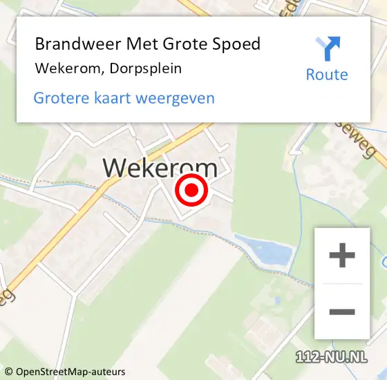 Locatie op kaart van de 112 melding: Brandweer Met Grote Spoed Naar Wekerom, Dorpsplein op 12 december 2022 19:58