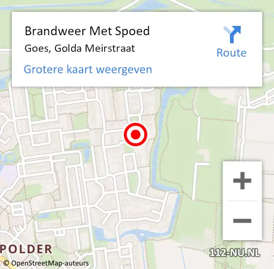 Locatie op kaart van de 112 melding: Brandweer Met Spoed Naar Goes, Golda Meirstraat op 12 december 2022 20:05