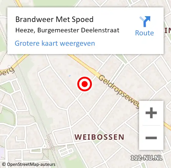 Locatie op kaart van de 112 melding: Brandweer Met Spoed Naar Heeze, Burgemeester Deelenstraat op 12 december 2022 20:23