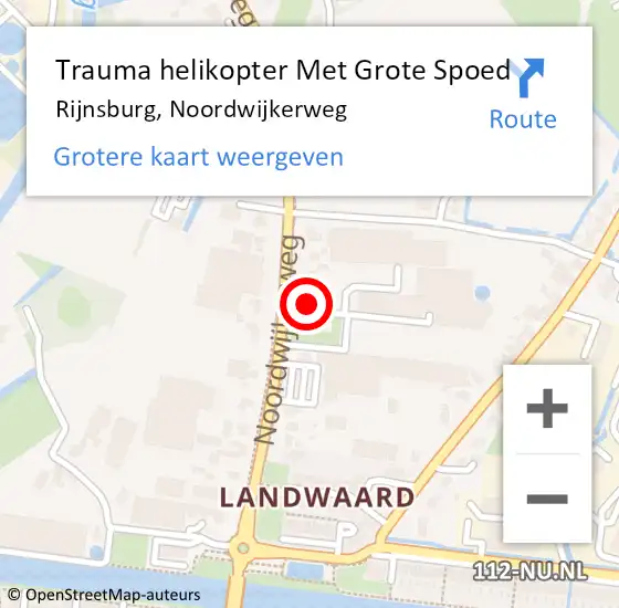 Locatie op kaart van de 112 melding: Trauma helikopter Met Grote Spoed Naar Rijnsburg, Noordwijkerweg op 12 december 2022 20:24
