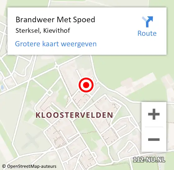 Locatie op kaart van de 112 melding: Brandweer Met Spoed Naar Sterksel, Kievithof op 12 december 2022 20:34