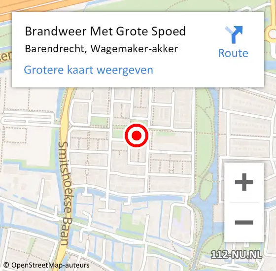 Locatie op kaart van de 112 melding: Brandweer Met Grote Spoed Naar Barendrecht, Wagemaker-akker op 12 december 2022 20:44