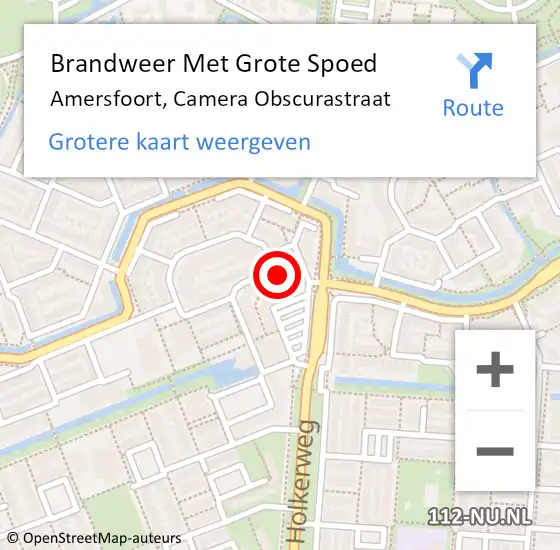 Locatie op kaart van de 112 melding: Brandweer Met Grote Spoed Naar Amersfoort, Camera Obscurastraat op 12 december 2022 20:46