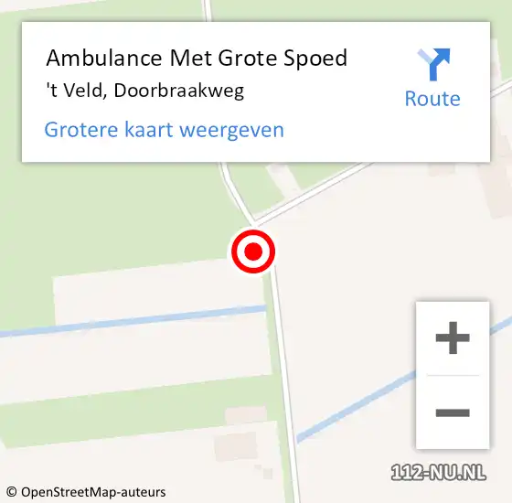 Locatie op kaart van de 112 melding: Ambulance Met Grote Spoed Naar 't Veld, Doorbraakweg op 8 augustus 2014 07:51