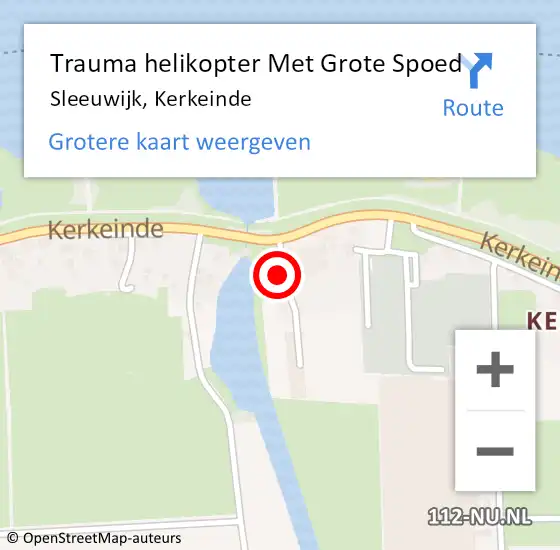 Locatie op kaart van de 112 melding: Trauma helikopter Met Grote Spoed Naar Sleeuwijk, Kerkeinde op 12 december 2022 21:06