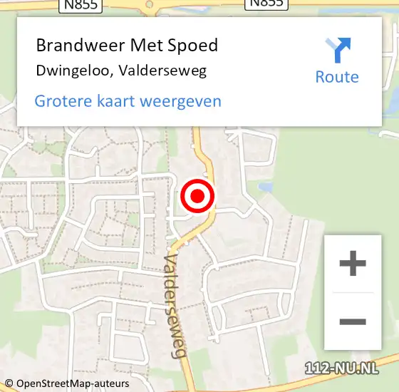 Locatie op kaart van de 112 melding: Brandweer Met Spoed Naar Dwingeloo, Valderseweg op 12 december 2022 21:08