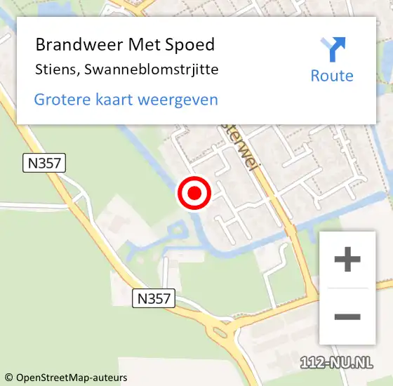 Locatie op kaart van de 112 melding: Brandweer Met Spoed Naar Stiens, Swanneblomstrjitte op 12 december 2022 21:14