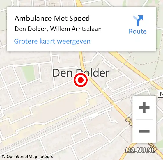 Locatie op kaart van de 112 melding: Ambulance Met Spoed Naar Den Dolder, Willem Arntszlaan op 10 oktober 2013 21:24