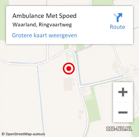Locatie op kaart van de 112 melding: Ambulance Met Spoed Naar Waarland, Ringvaartweg op 12 december 2022 22:26