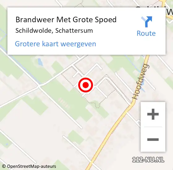 Locatie op kaart van de 112 melding: Brandweer Met Grote Spoed Naar Schildwolde, Schattersum op 12 december 2022 22:28