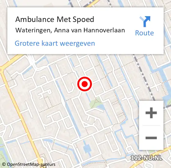 Locatie op kaart van de 112 melding: Ambulance Met Spoed Naar Wateringen, Anna van Hannoverlaan op 12 december 2022 23:07