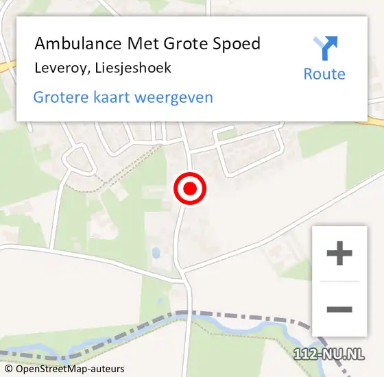 Locatie op kaart van de 112 melding: Ambulance Met Grote Spoed Naar Leveroy, Liesjeshoek op 13 december 2022 00:05