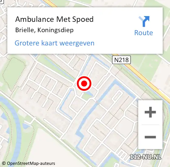 Locatie op kaart van de 112 melding: Ambulance Met Spoed Naar Brielle, Koningsdiep op 13 december 2022 00:06