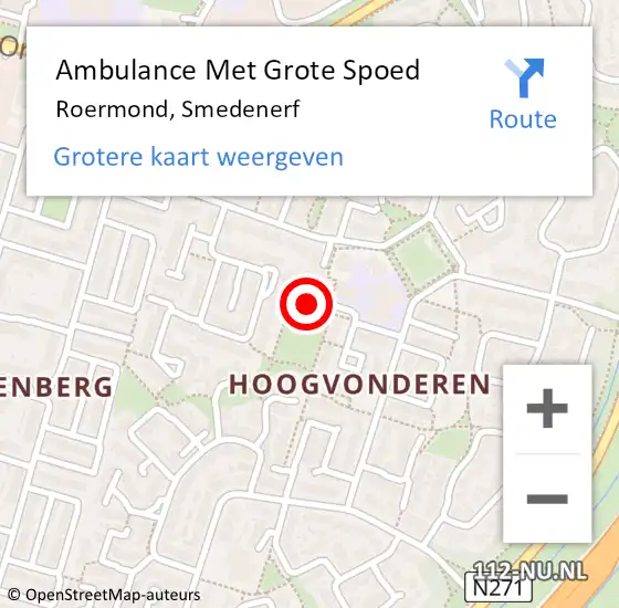 Locatie op kaart van de 112 melding: Ambulance Met Grote Spoed Naar Roermond, Smedenerf op 13 december 2022 01:32