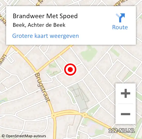 Locatie op kaart van de 112 melding: Brandweer Met Spoed Naar Beek, Achter de Beek op 13 december 2022 01:34