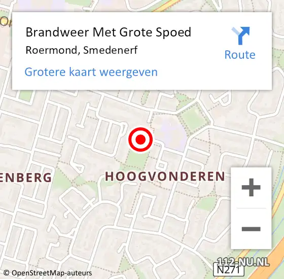 Locatie op kaart van de 112 melding: Brandweer Met Grote Spoed Naar Roermond, Smedenerf op 13 december 2022 01:34