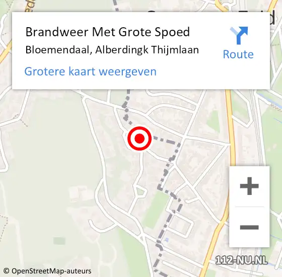 Locatie op kaart van de 112 melding: Brandweer Met Grote Spoed Naar Bloemendaal, Alberdingk Thijmlaan op 13 december 2022 01:42