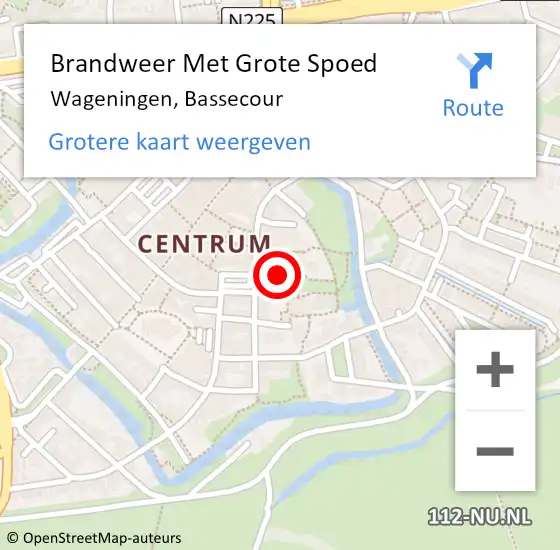 Locatie op kaart van de 112 melding: Brandweer Met Grote Spoed Naar Wageningen, Bassecour op 13 december 2022 02:37