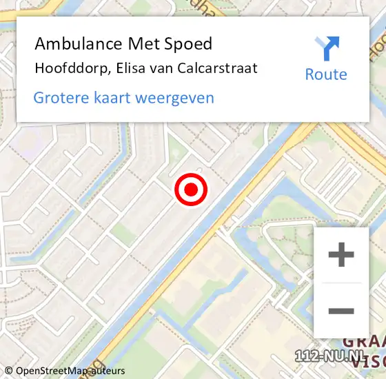 Locatie op kaart van de 112 melding: Ambulance Met Spoed Naar Hoofddorp, Elisa van Calcarstraat op 13 december 2022 02:38