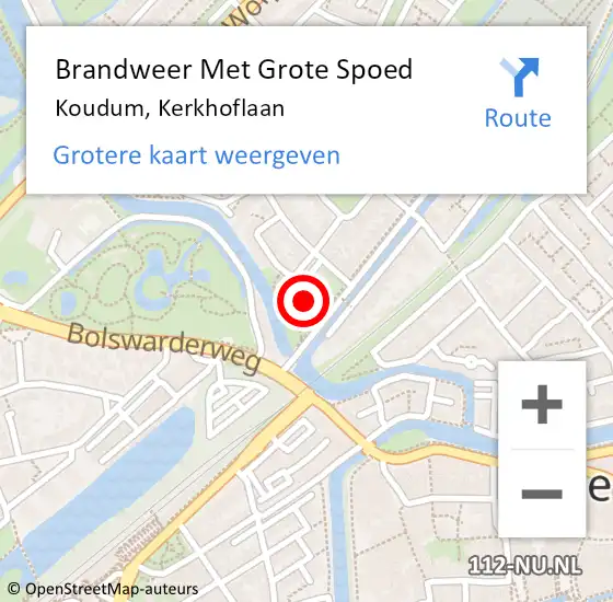 Locatie op kaart van de 112 melding: Brandweer Met Grote Spoed Naar Koudum, Kerkhoflaan op 13 december 2022 03:24