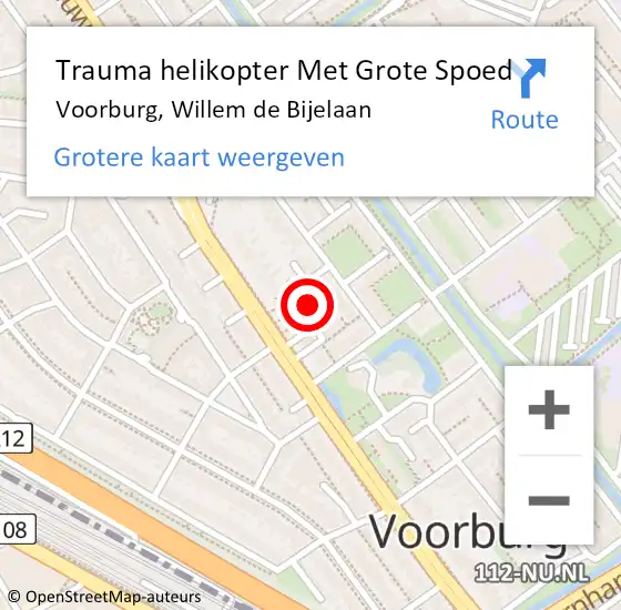 Locatie op kaart van de 112 melding: Trauma helikopter Met Grote Spoed Naar Voorburg, Willem de Bijelaan op 13 december 2022 04:19