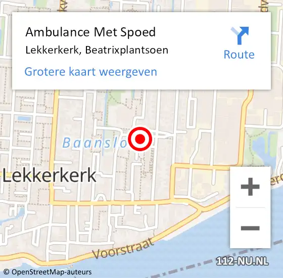 Locatie op kaart van de 112 melding: Ambulance Met Spoed Naar Lekkerkerk, Beatrixplantsoen op 13 december 2022 05:42