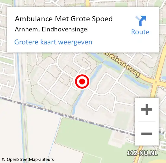 Locatie op kaart van de 112 melding: Ambulance Met Grote Spoed Naar Arnhem, Eindhovensingel op 13 december 2022 05:51