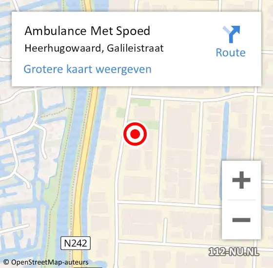 Locatie op kaart van de 112 melding: Ambulance Met Spoed Naar Heerhugowaard, Galileistraat op 13 december 2022 06:40