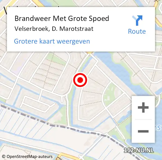 Locatie op kaart van de 112 melding: Brandweer Met Grote Spoed Naar Velserbroek, D. Marotstraat op 13 december 2022 07:39