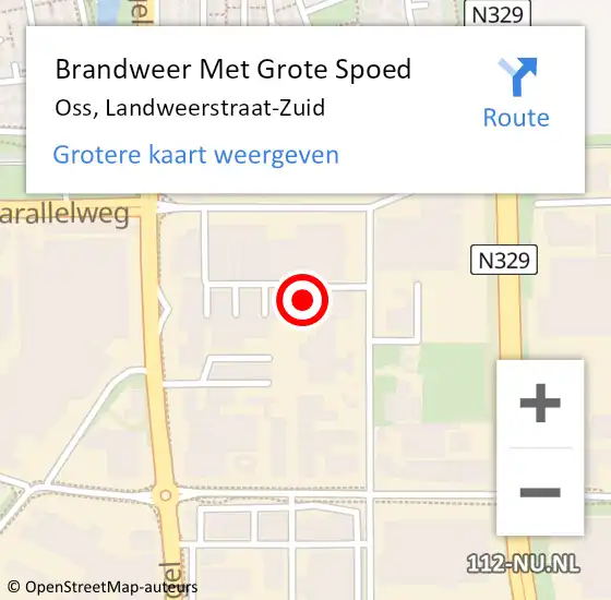 Locatie op kaart van de 112 melding: Brandweer Met Grote Spoed Naar Oss, Landweerstraat-Zuid op 13 december 2022 08:06