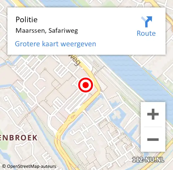 Locatie op kaart van de 112 melding: Politie Maarssen, Safariweg op 13 december 2022 08:14